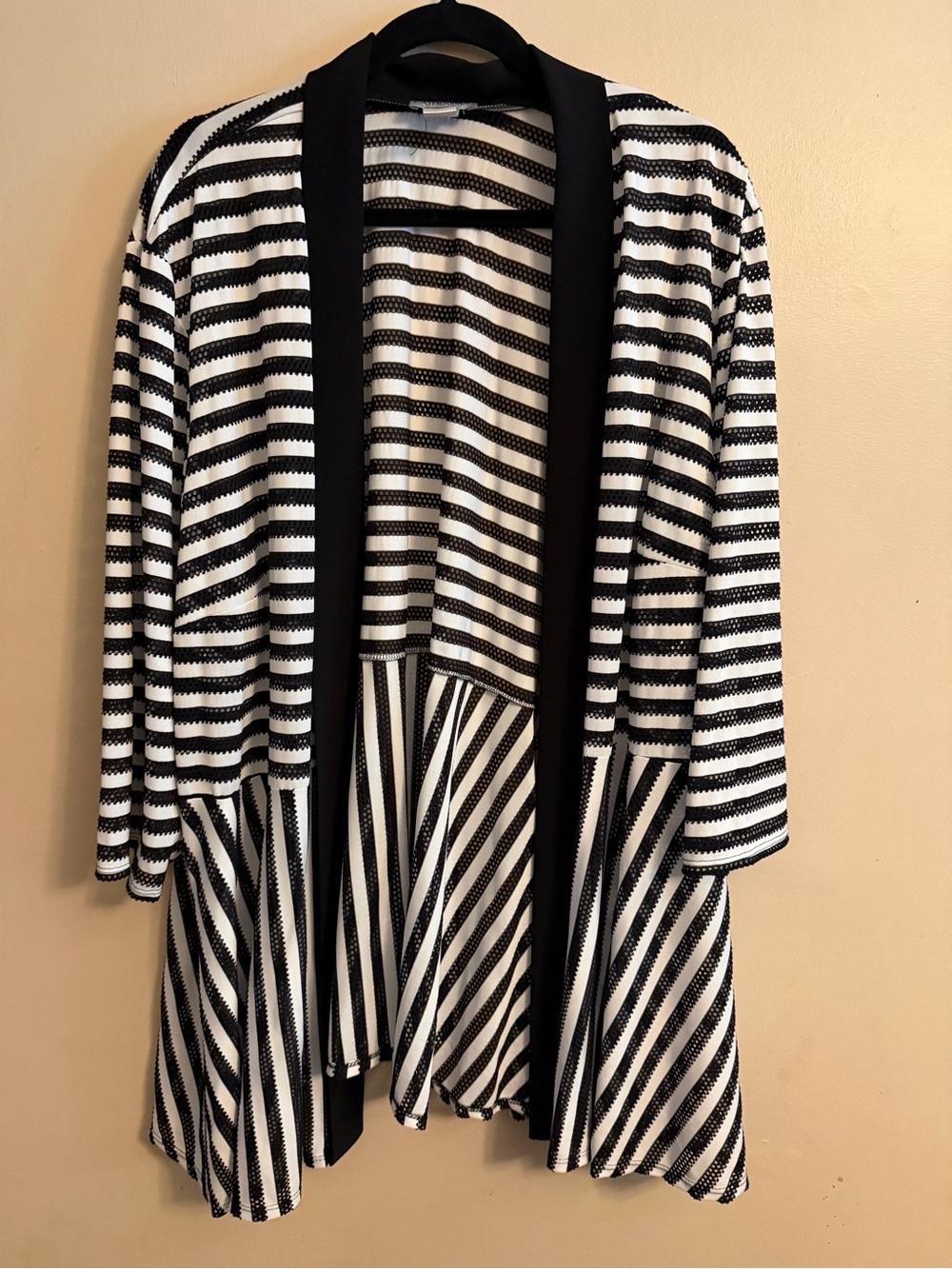 Catherines Black and White Striped Open Jacket